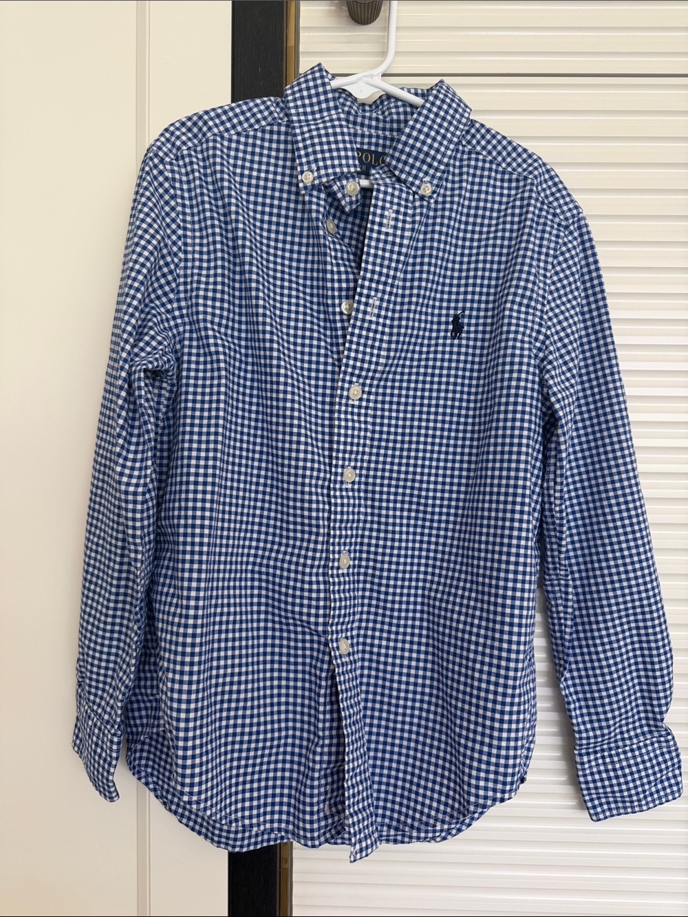 Polo by Ralph Lauren Boys Navy and White Gingham Button-Down Shirt